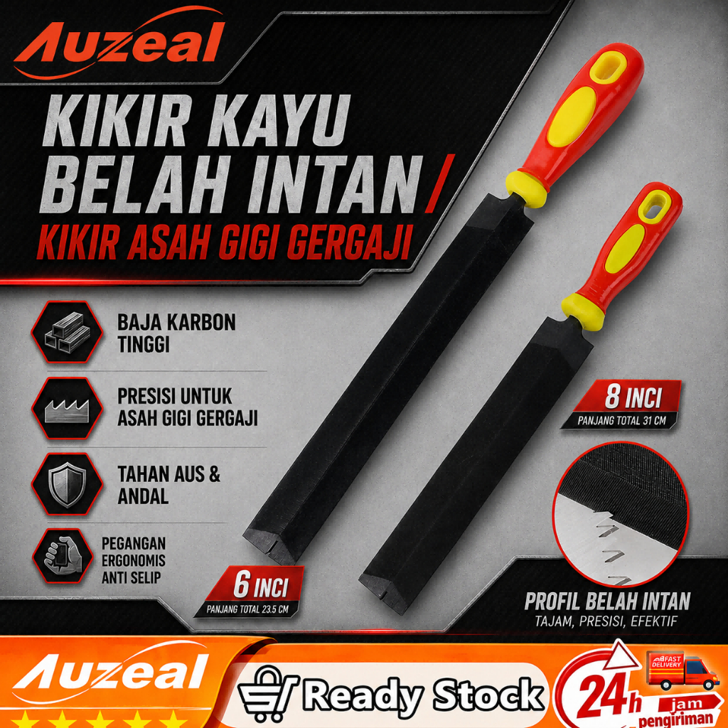Auzeal Kikir Gergaji Besar 6/8 Inch Import Bastard Cut