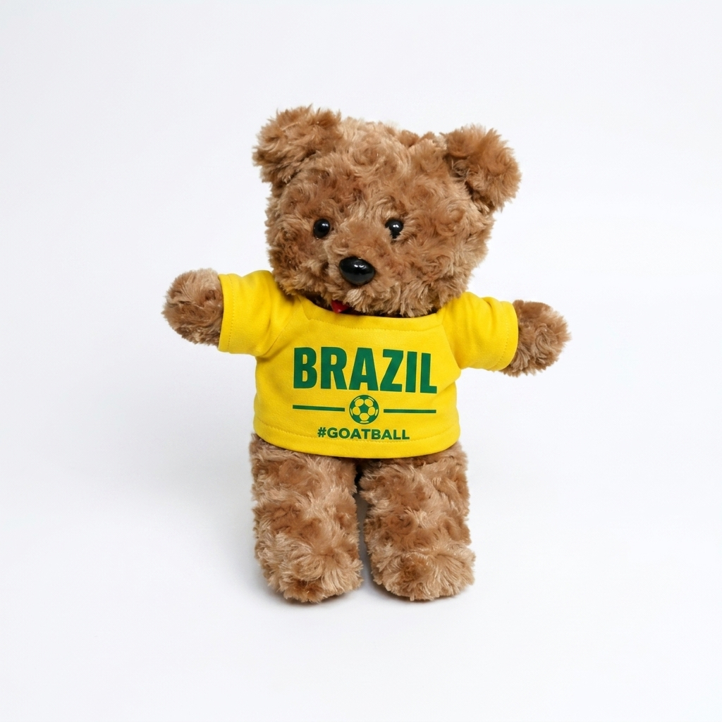 Boneka Beruang Teddy Bear 30cm Baju Bola Brazil Kado Cowok Premium