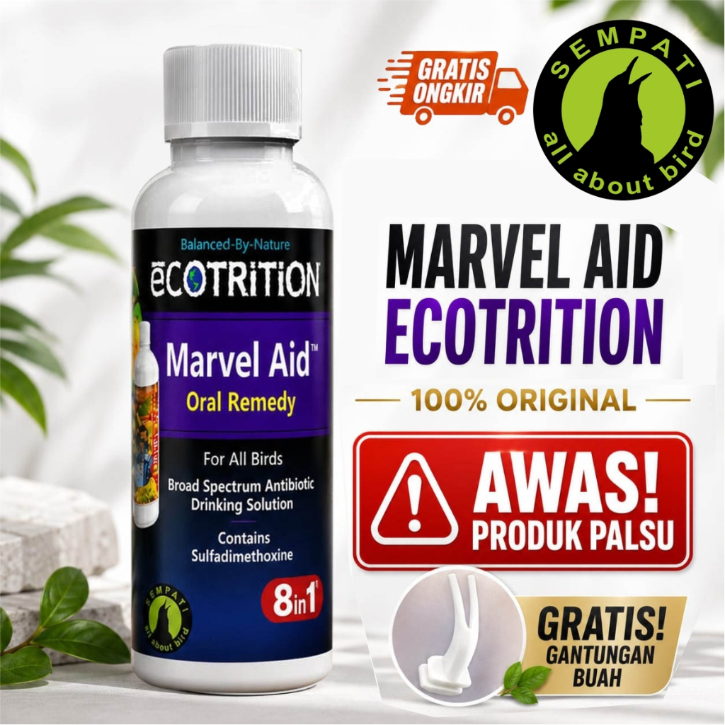 SEMPATI Marvel Aid Oral Remedy 60ml Original Import Vitamin Burung Suplemen Lovebird Murai Batu Kace