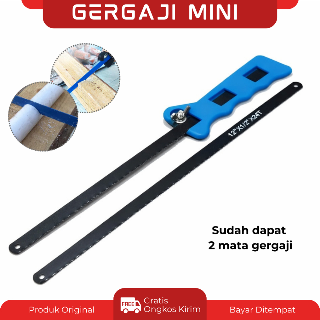 Gagang Gergaji Besi 12" Kecil Mini Hacksaw Mata Gergaji Kayu Pipa PVC Bonsai Super Tajam
