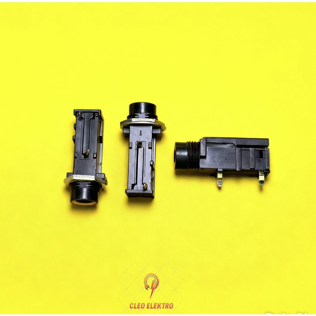 SOCKET SOKET MIC AKAI MONO 6.5mm FEMALE MONO 3P PIN PANEL SEGI TRANSPARANT GOLD KUALITAS BAIK
