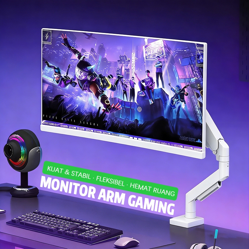 Lengan Bracket Monitor Gas Spring 17–35 Inci Arm Monitor Adjustable 360° Dudukan Monitor Meja Univer
