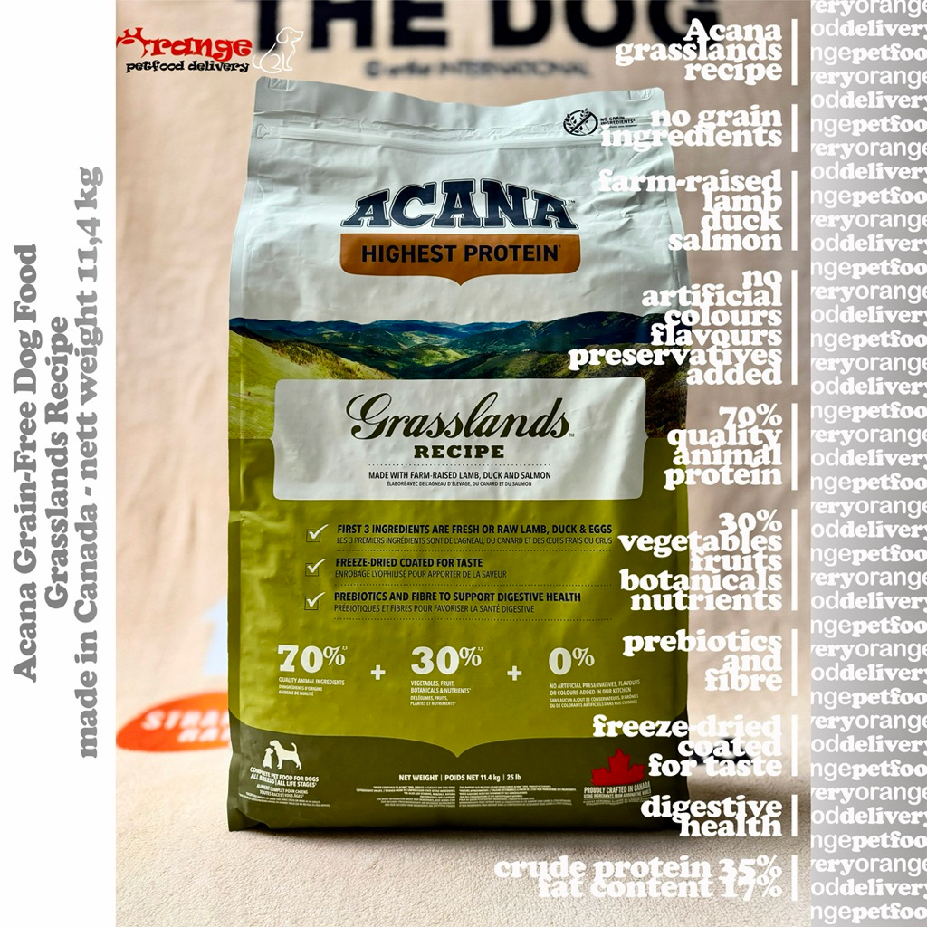 Acana Grasslands Recipe 2 kg with Farm-Raised Lamb, Duck and Salmon Dog Food - Grain Free & Non GMO 