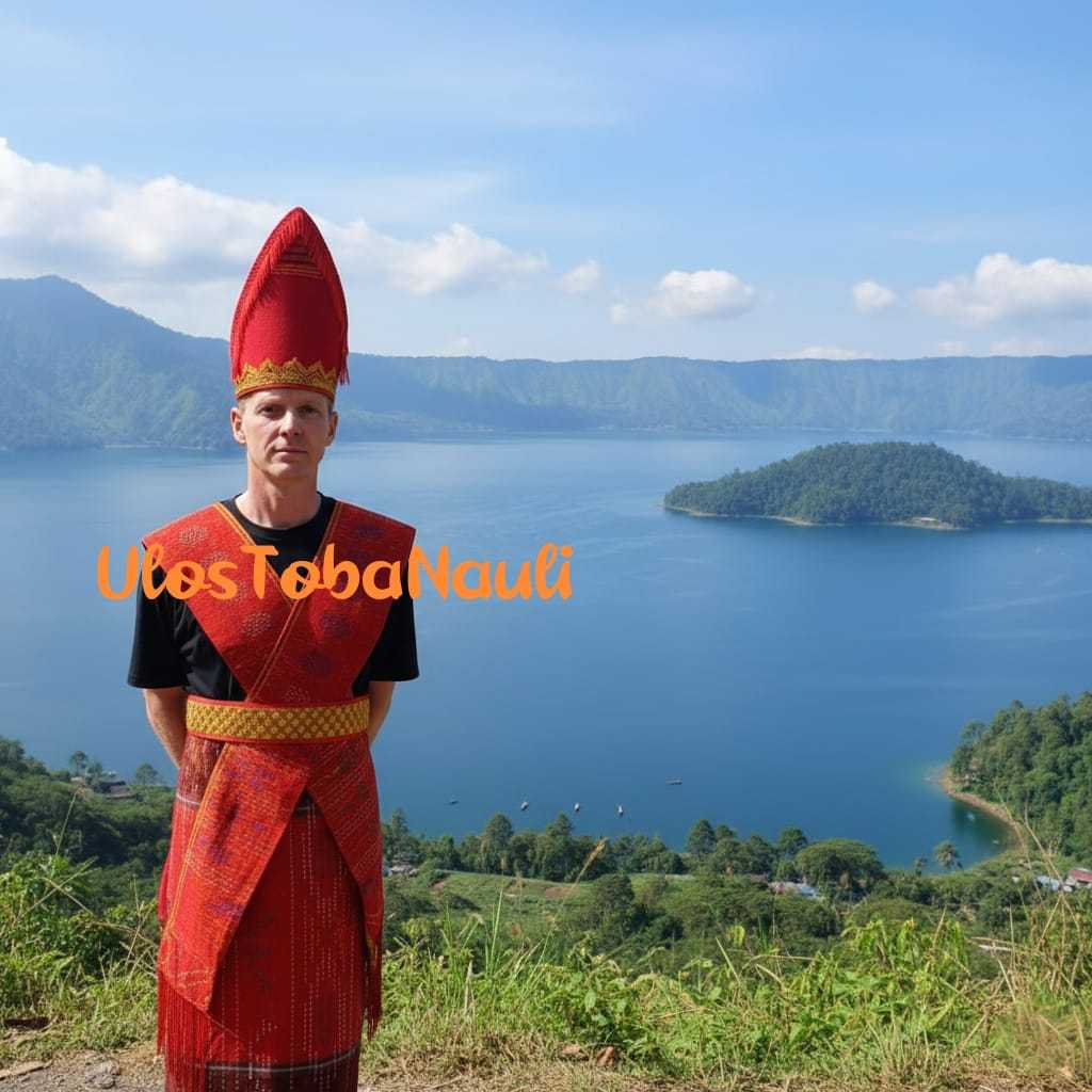 Kostum Adat Tradisional Pria Etnik Batak Paket Lengkap Ulos Selendang Ikat Pinggang Topi