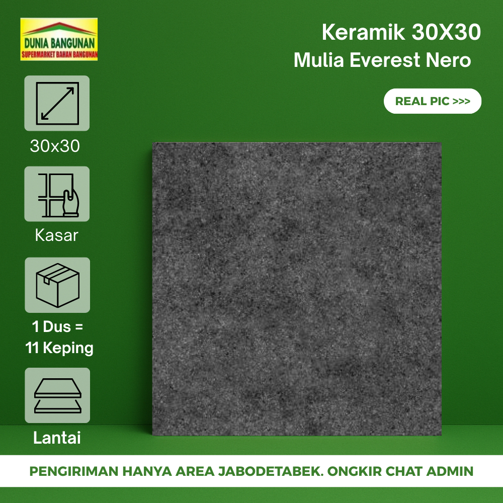 Keramik 30x30 Lantai Kasar Mulia Signature Everest Nero KW1 Keramik Kasar Lantai