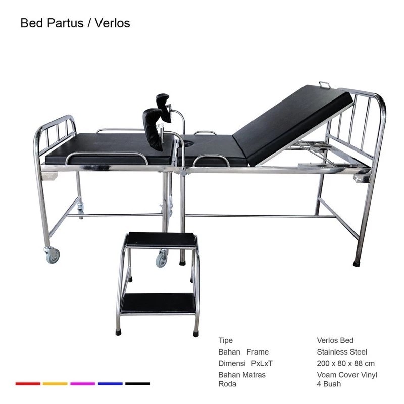 Bed verlos stainless / Bed partus / Bed persalinan stainless
