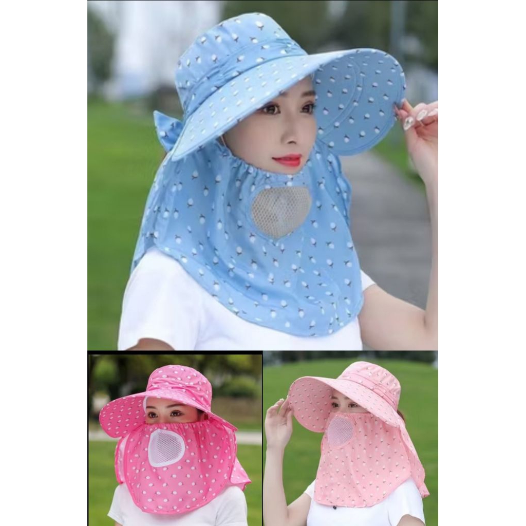 Topi wanita anti UV pelindung matahari - Topi musim panas - Topi  lebar wanita pelindung panas