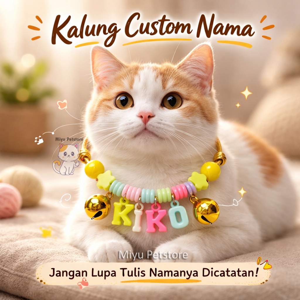 Kalung Nama Kucing Kalung Kitten Custom Nama Kalung Kucing Custom Nama Kalung Kucing Manik