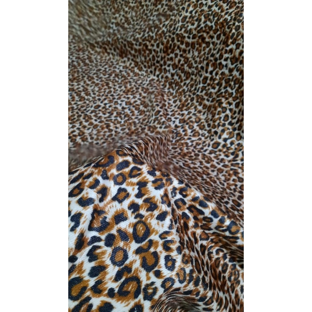 Kain bulu motif macan halus ~ untuk kerajinan, pouch, sabuk dll ~ Animal printing ~ Tutul cream
