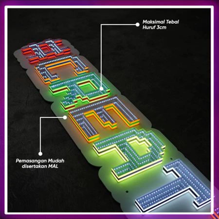 Letter Signage Huruf Menyala Model Infinity LED Custom Neon Box