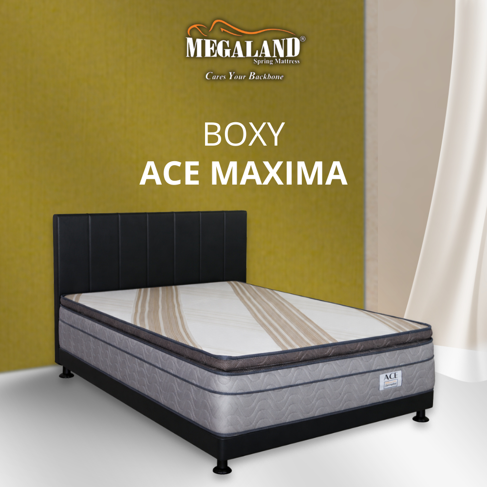Springbed Megaland - Set Kasur Boxi/Boxy Ace Maxima + Sandaran Kasur | Gold Series