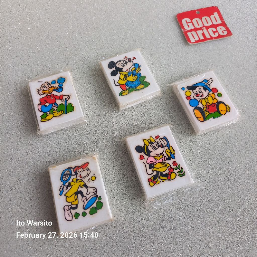 Penghapus pensil jadul kartun 5 pcs