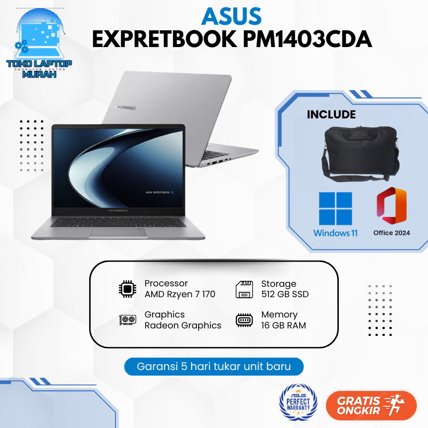 ASUS EXPERTBOOK PM1403CDA - AMD RYZEN 7 170 RAM 16GB 512GB W11+OHS 14.0FHD VIPS