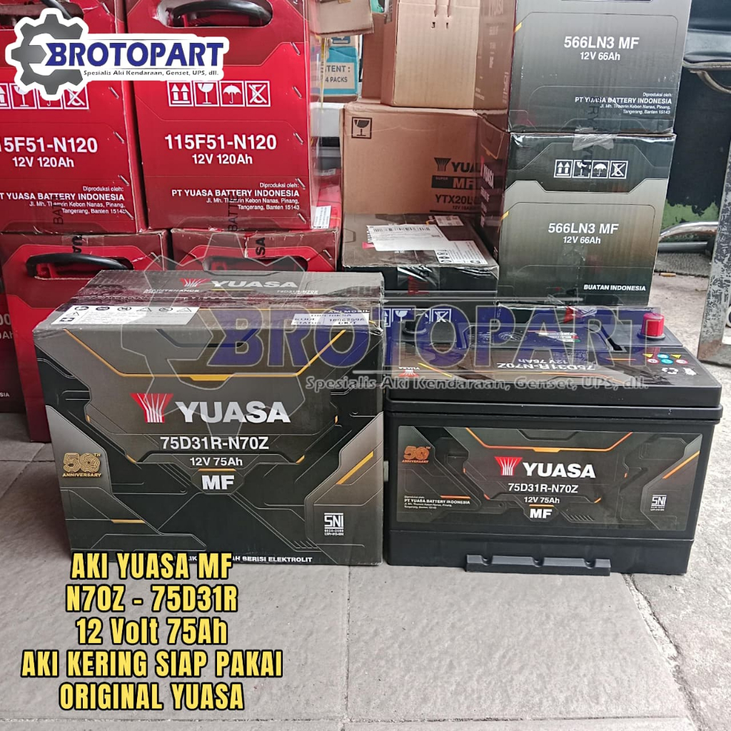 Aki Mobil YUASA N70Z 75D31R Aki Kering 12v 75Ah Original Yuasa