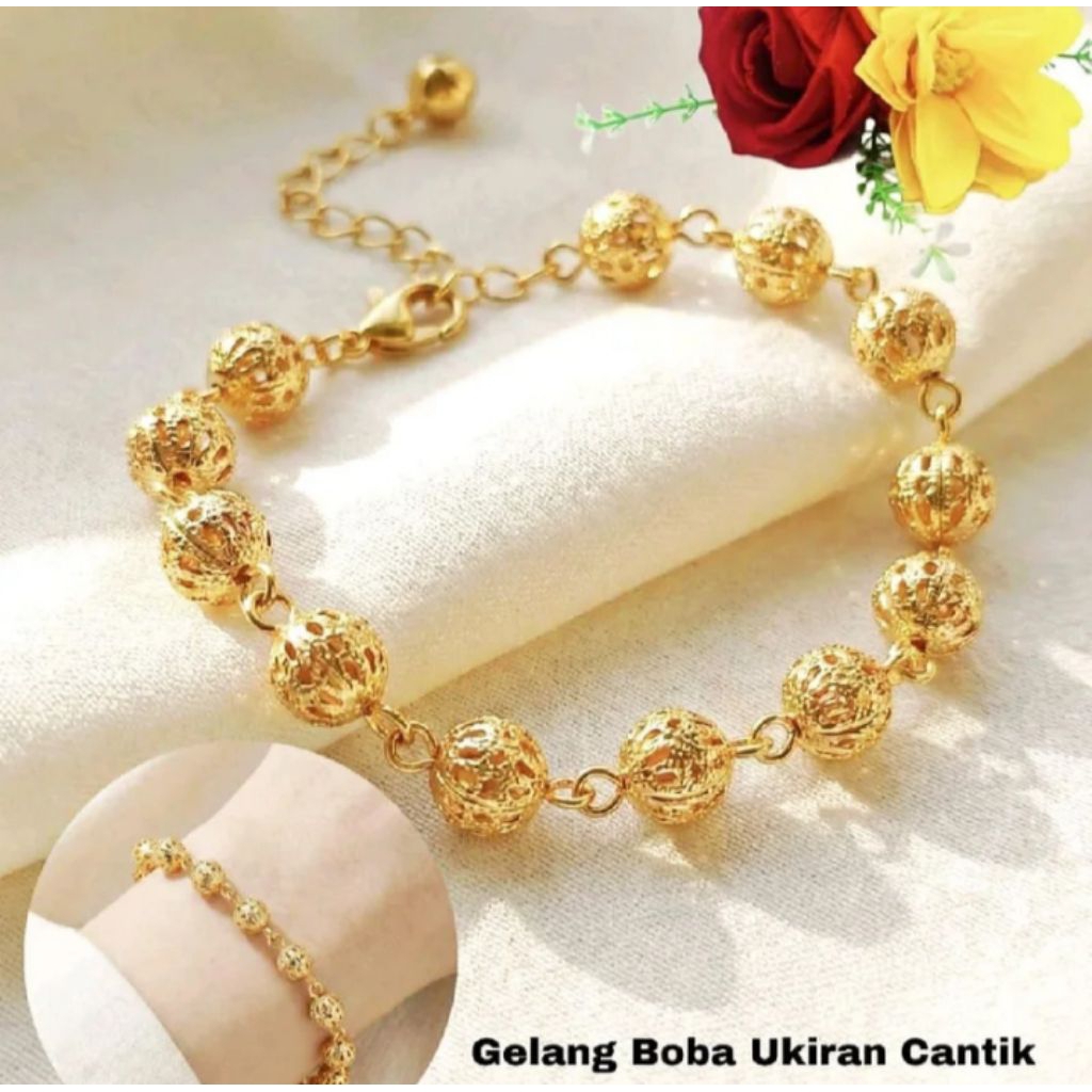 Asli Titanium Import Gelang Tangan Wanita Motif Rantai Bola Lamipon Gelang tangan viral
