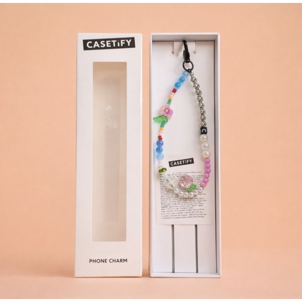 tali strap hp lanyard pendek casetify peach baru
