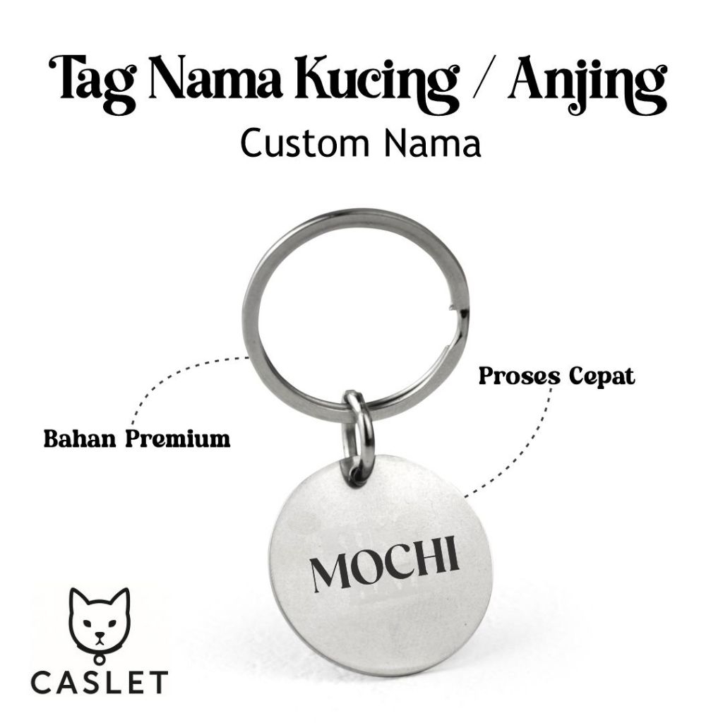 Gantungan Kunci Custom Nama / Tag Nama Kucing Anjing
