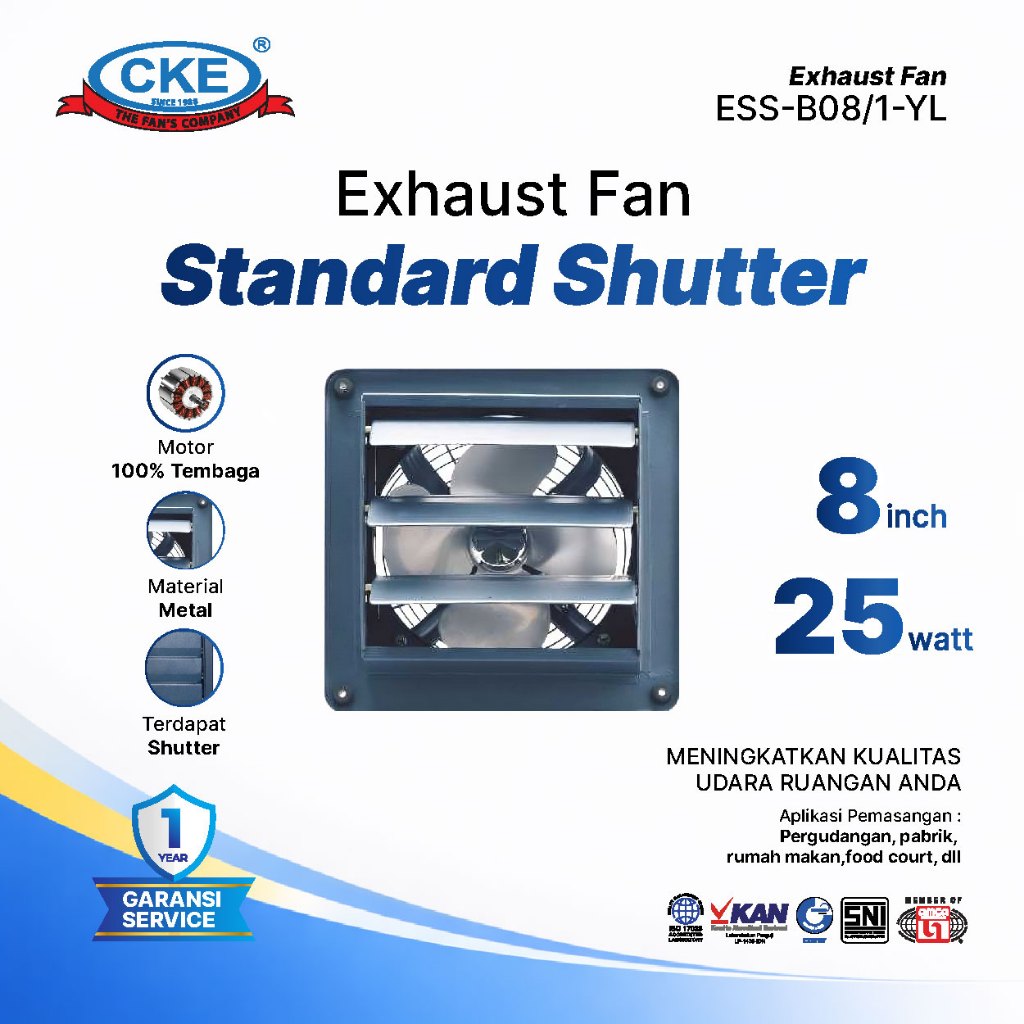 KIPAS DINDING/Exhaust Fan Standard Shutter BN 8 Inch Kipas Hexos 8 Inch