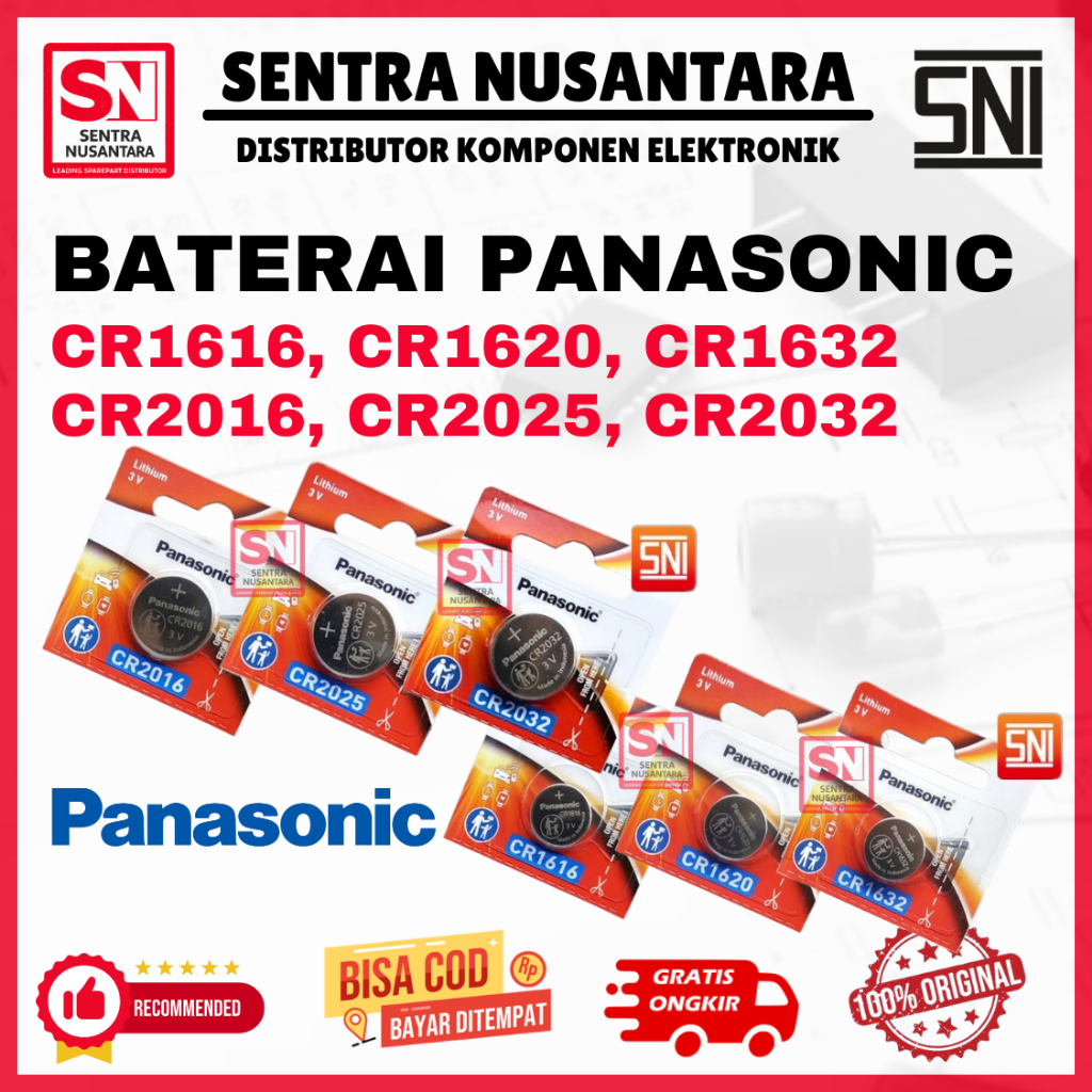 BATERAI CR1616 CR1620 CR1632 CR2016 CR2025 CR2032 PANASONIC ORIGINAL | BATERAI REMOTE PANASONIC ASLI