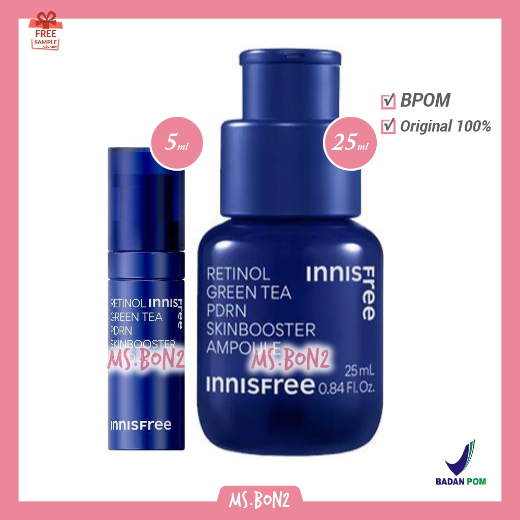 BPOM Innisfree Retinol Green Tea PDRN Skinbooster Ampoule Serum 5ml 25ml Full Size Sample Travel Tri