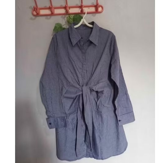 Tunik Kemeja Salur Biru