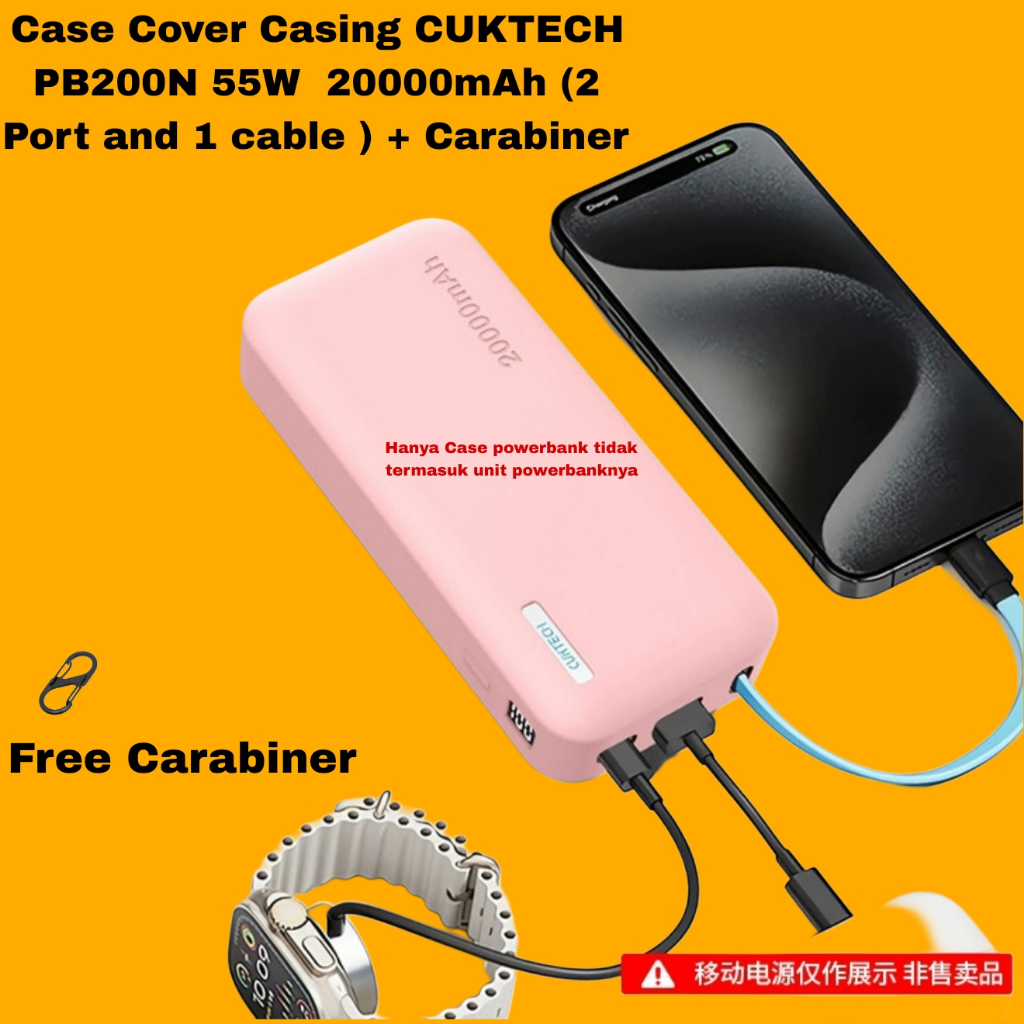 Case Cover Casing Silicone Protective CUKTECH PB200N 55W  20000mAh (2 Port and 1 cable ) + Carabiner