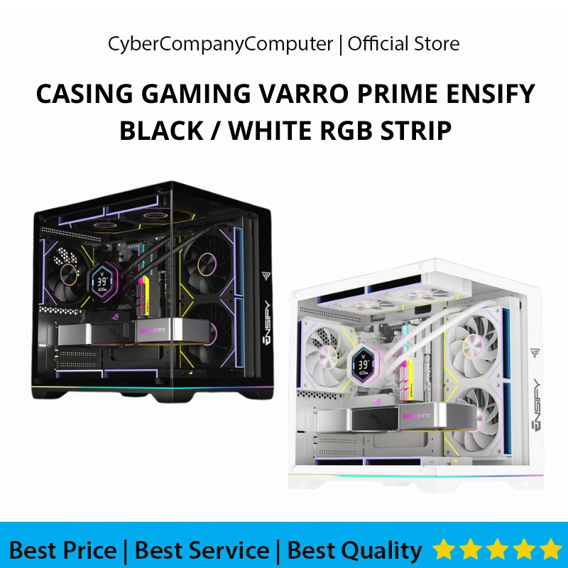 CASING GAMING VARRO PRIME ENSIFY BLACK / WHITE RGB STRIP - Casing Pc Gaming Varro Ensify Micro-ATX/ 