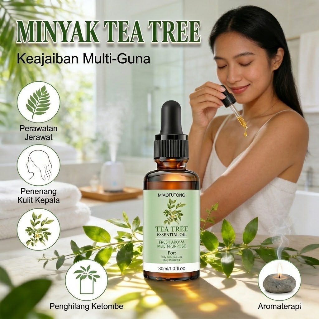 Tea Tree Essential Oil 30ml Multifungsi Untuk Wajah Rambut Dan Tubuh Minyak Esensial Anti Jerawat Oi