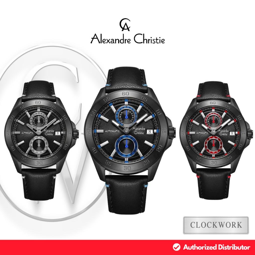 Jam Tangan Alexandre Christie Automatic AC 3045 MAL Pria Kulit Sporty Casual