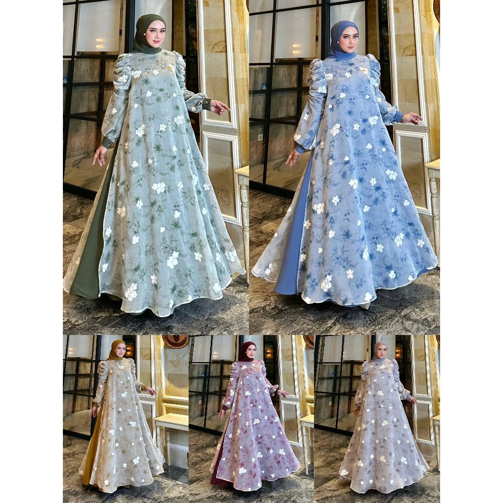 Gamis terbaru Rachel dress set 2in1 by Nona