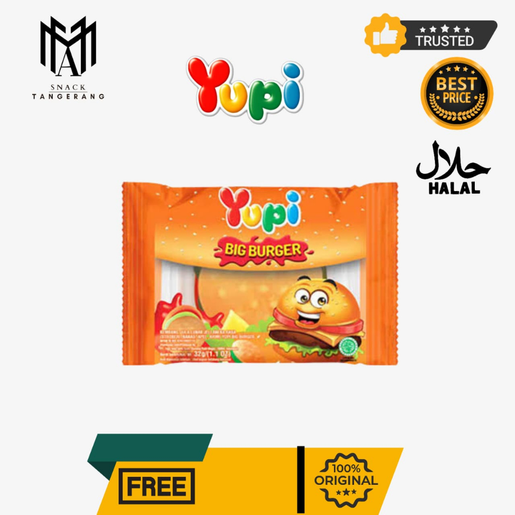 Permen Yupi Gummy Big Burger 32 Gr - Satuan