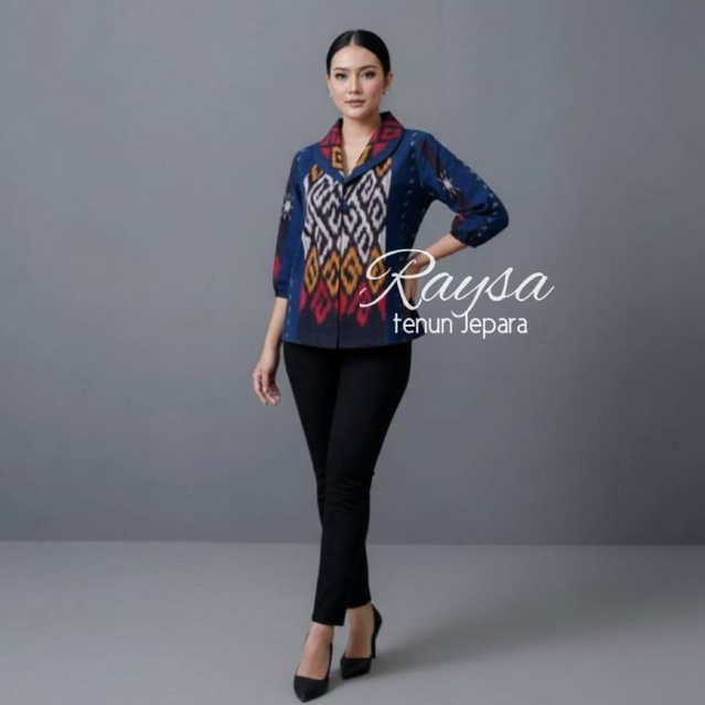 Taysa Tenun blazer wanita blazer tenun Jepara atasan tenun outer tenun blazer kantor blazer elegant 