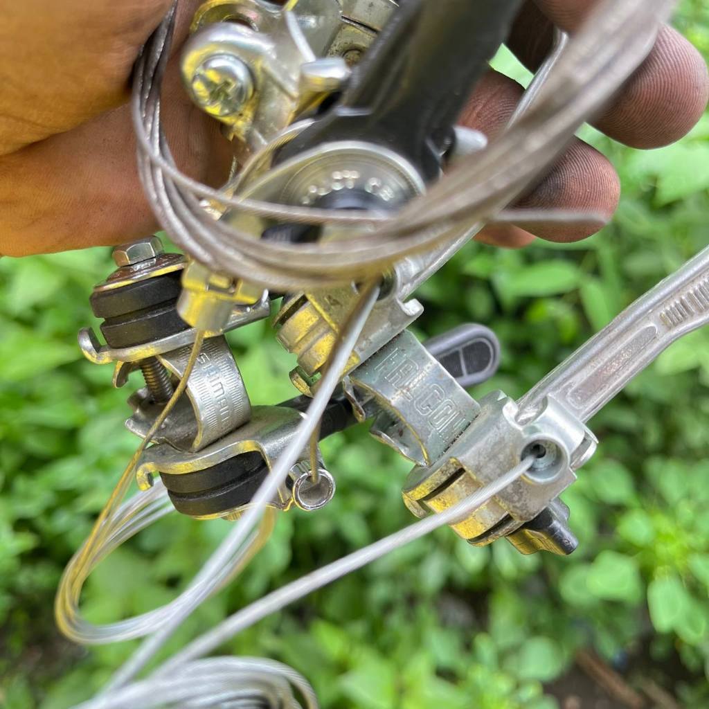 Shifter Operan Sepeda Balap Jadul 3X7-10 Speed Shimano Singapore Dan Falcon Down Tube Dan Stem Co