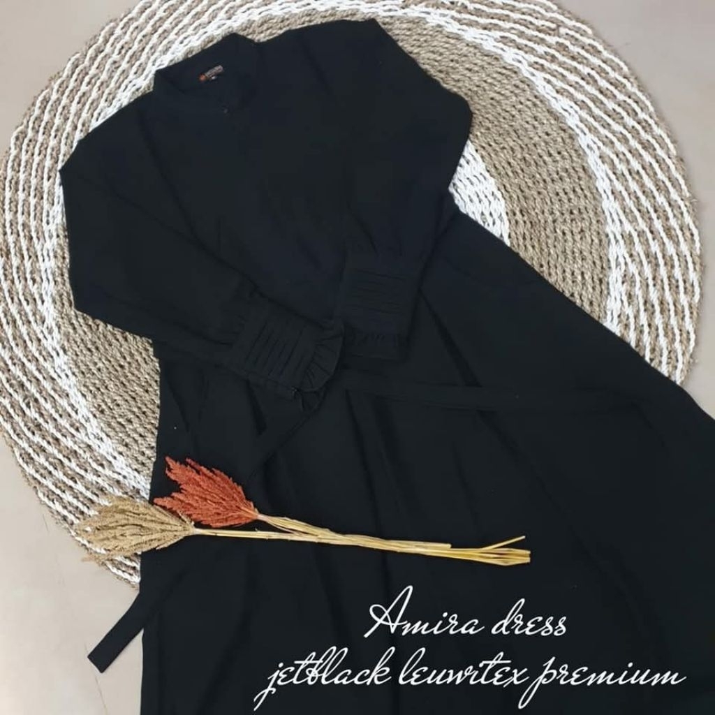 Amira Dress - Gamis Hitam Polos Jetblack Premium