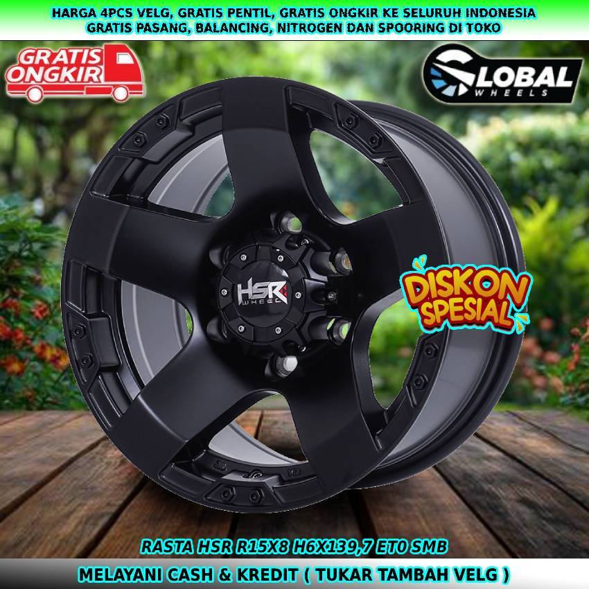 Velg mobil R15 untuk mobil Everest| Dmax| Panther| Terrano| Blazer| dll velg hsr rasta R15