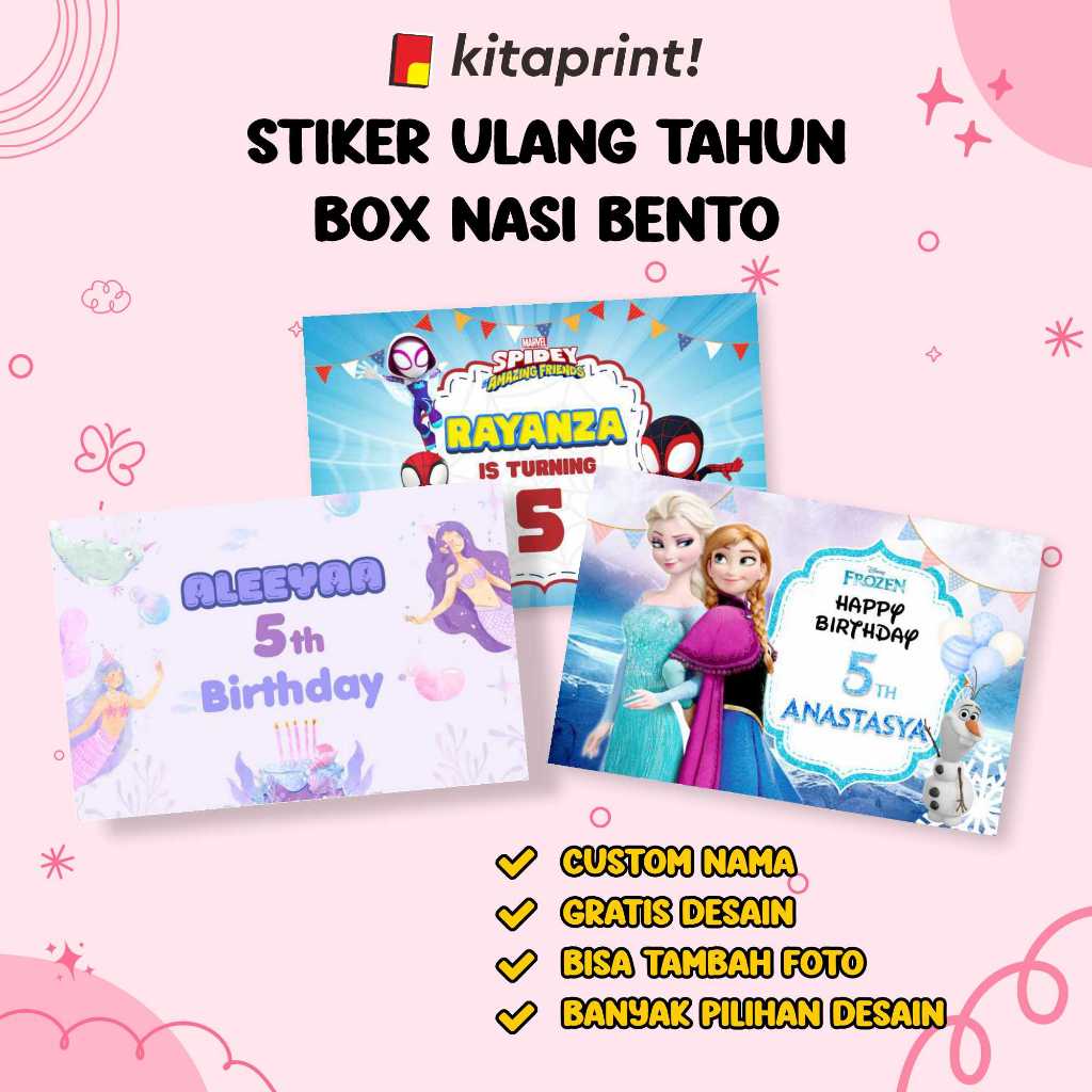 Stiker Label Ulang Tahun Sticker Nasi Bento Stiker Ulang Tahun Kotak Nasi Custom Nama