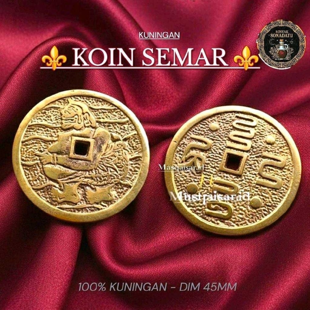 Coin Koin Kuno Semar Yasin Kuningan Diameter 65mm Besar Full Berbahan Kuningan