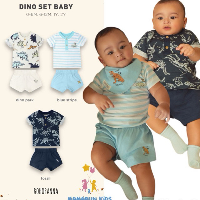 MAKASSAR Bohopanna Dino Set Baby | Baju Set Bayi Topi bayi Swaddle Bedong