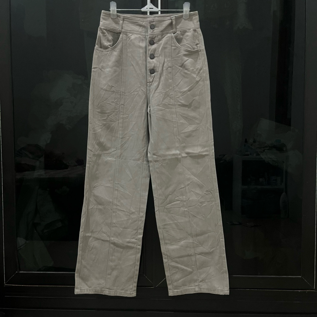 GU Jeans Kulot Kancing Abu