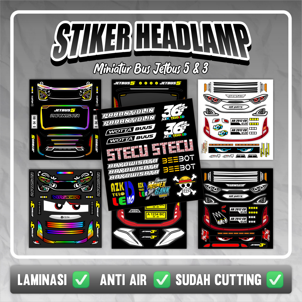 STIKER HEADLAMP MINIATUR BUS/AKSESORIS MINIATUR BUS JB3 JB5 R25