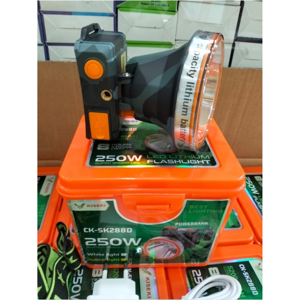 senter Kepala Kiseki Ck-SK288D cahaya putih 250watt Super Terang baterai tahan lama