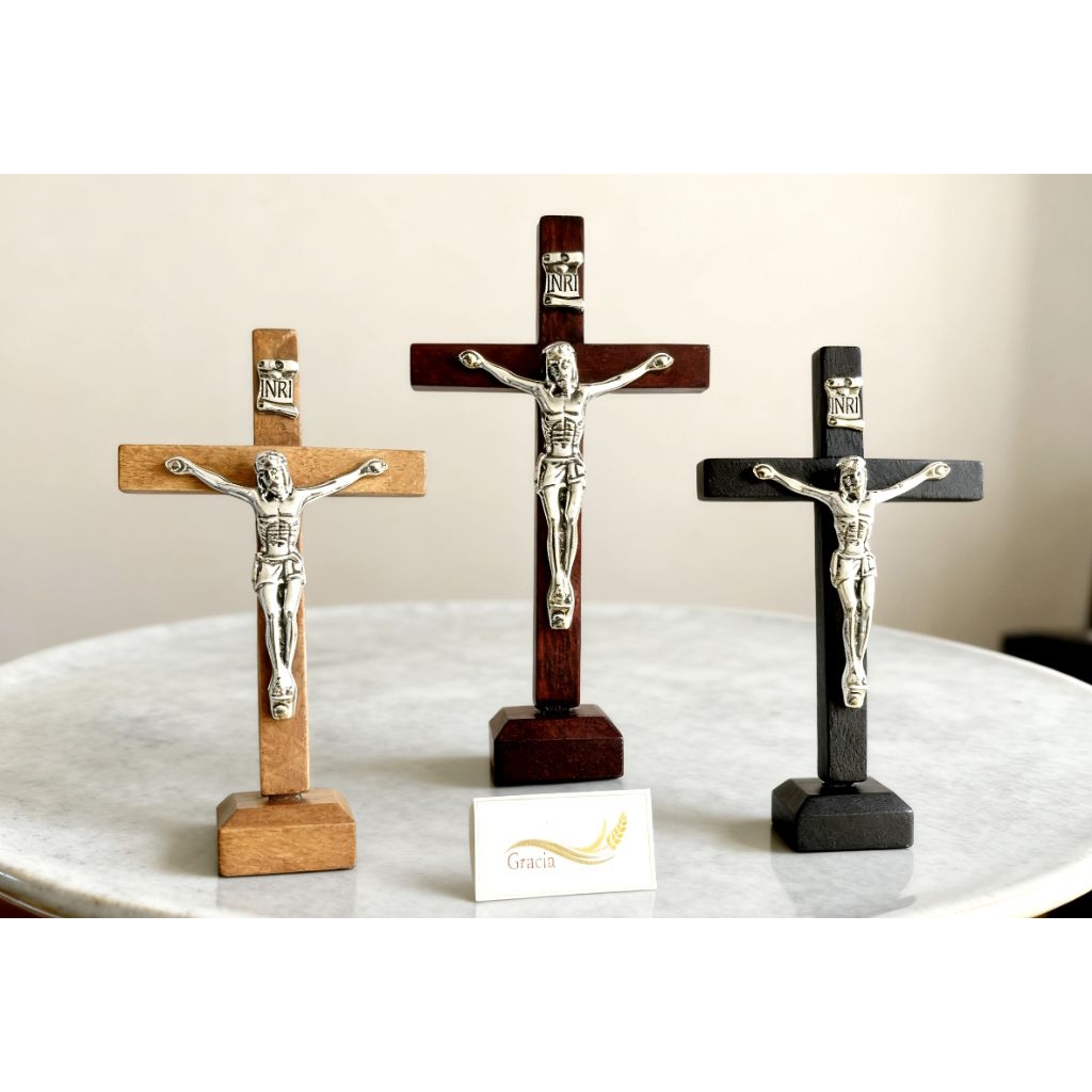 Salib Duduk Kayu-Salib Meja Kayu