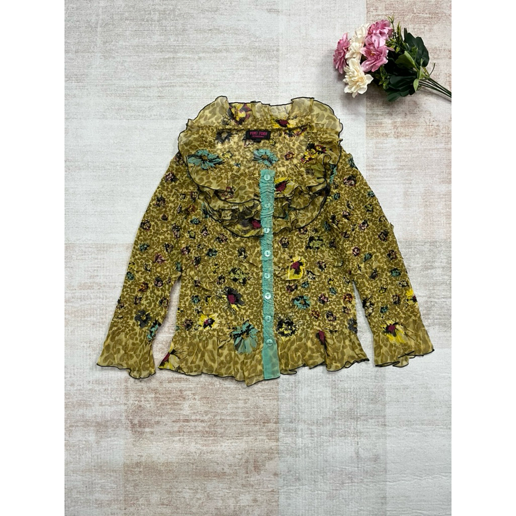 Vintage Ruffle Floral Blouse Yuki Torii