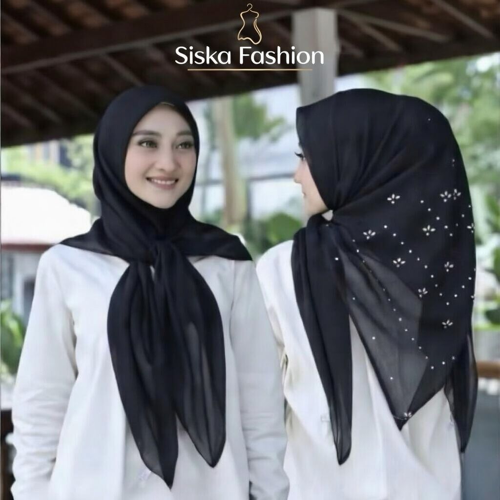 Jaminan 100% Original. Hijab Segi Empat Payet Swarovski Adinda Premium  tanpa jabul// Jilbab SegiEmp