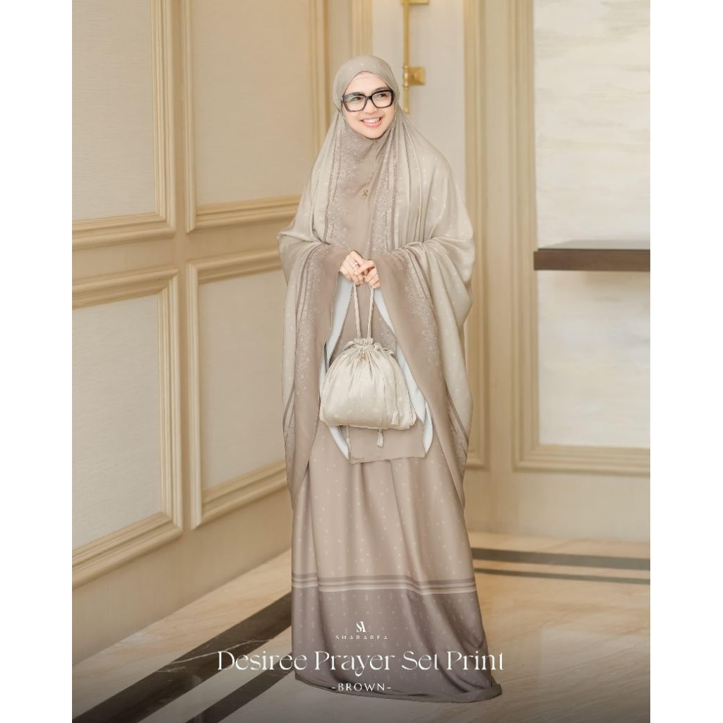 DESIREE PRAYER SET PRINT ( MUKENA, POUCH, SAJADAH MINI ) BY SHARAREA_ORIGINAL_READY SIAP KIRIM