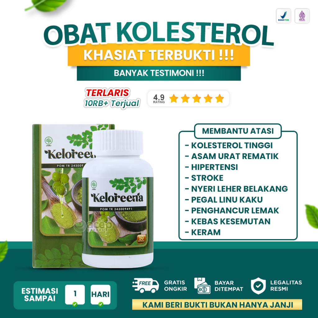Keloreena Original Obat Kolesterol Asam Urat Penurun Kolestrol Jahat Darah Tinggi Hipertensi Syaraf 