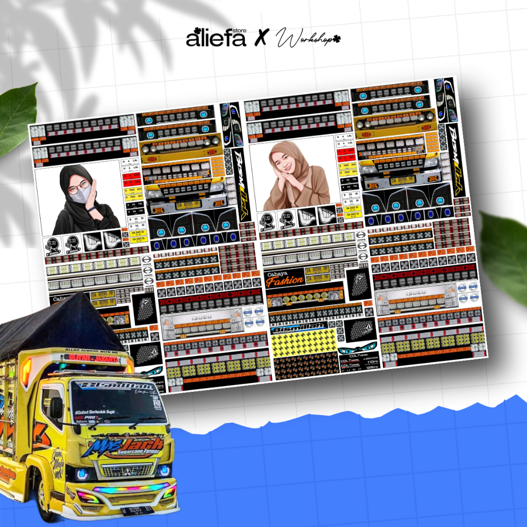 STIKER MAINAN TRUK OLENG LAMPU BILED TRUK LIVERY STIKER LAMPU TEMBAK TRUK