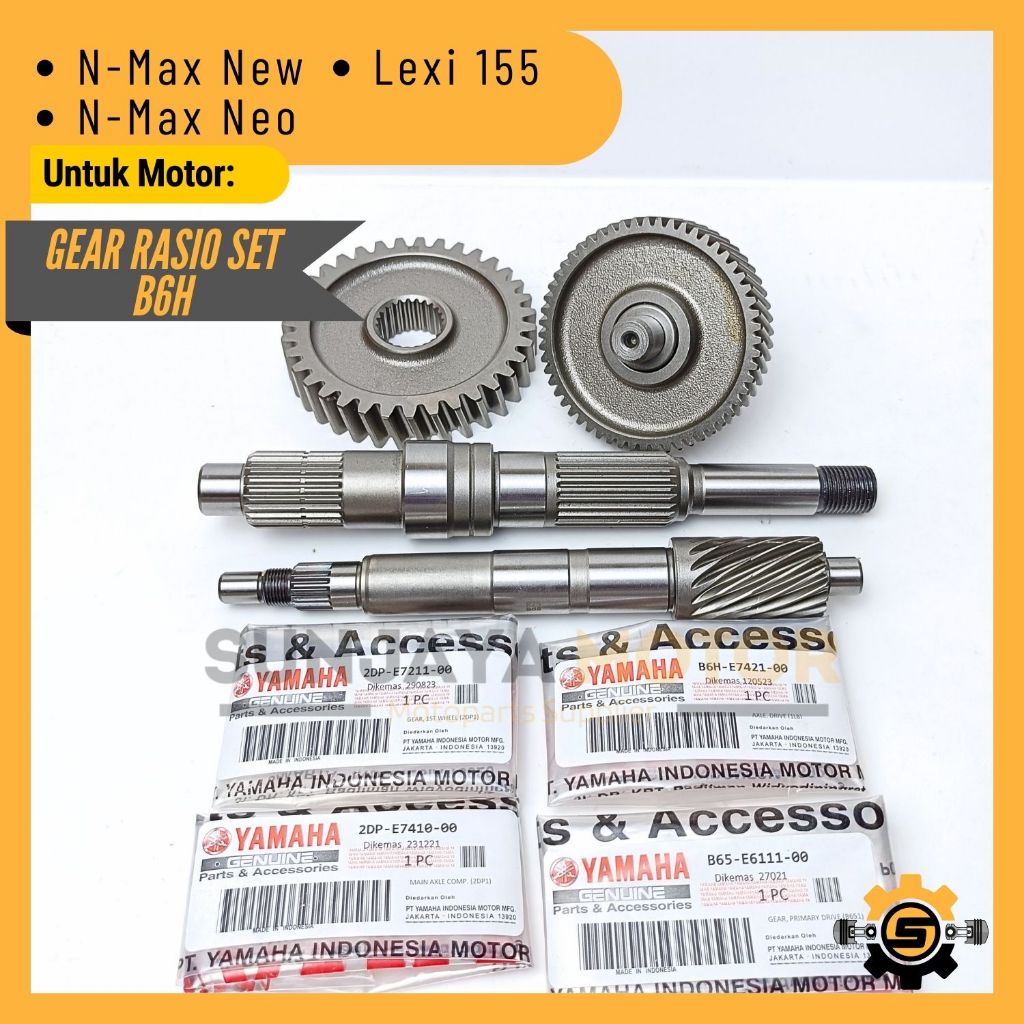 Gear Rasio Set Original Yamaha B6H Gigi Rasio NMax New Connected Nmax Neo Lexi 155 Gearbox Gear Gard