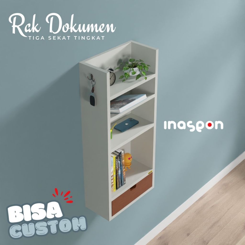 Cabinet Bertingkat Rak Buku Minimalis-Rak File & Majalah Tempel Dinding-Rak Dokumen Dinding-C107