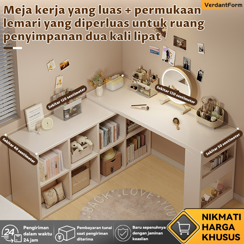 Ukuran besar Meja Komputer Minimalis L, Meja Gaming L shaped, Meja Komputer, Meja Kantor, Meja Lapto